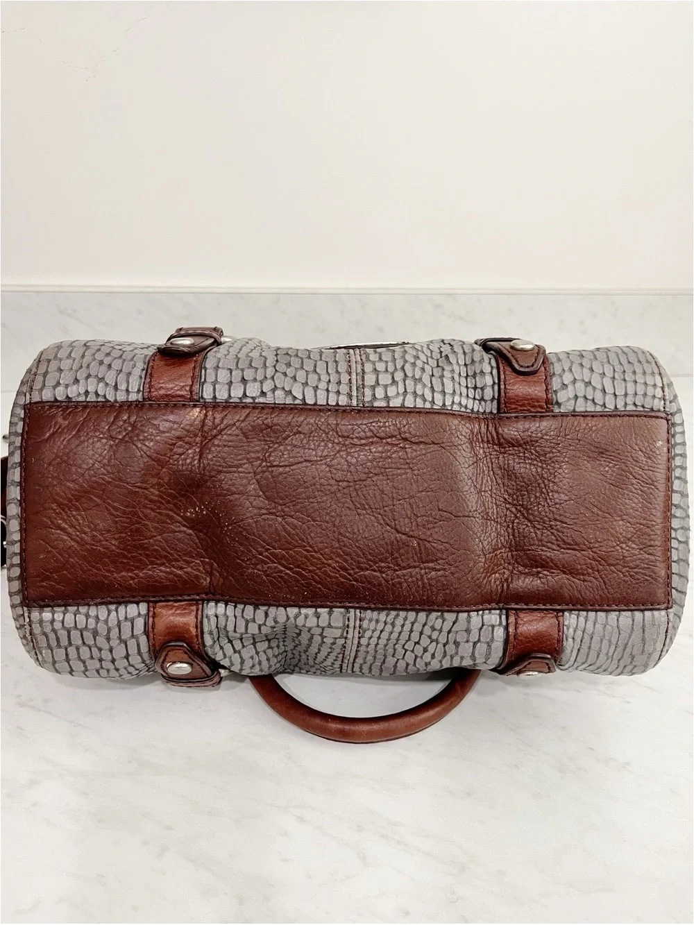 Fossil Maddox Long Live Vintage Snakeskin Embossed Leather Satchel Crossbody Bag